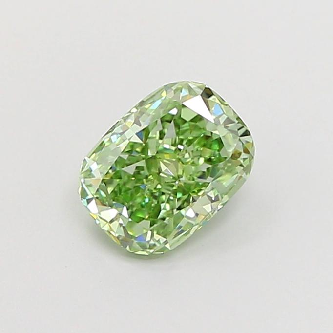 1.07 Ct. Fancy Vivid Green Cushion Lab Grown Diamond
