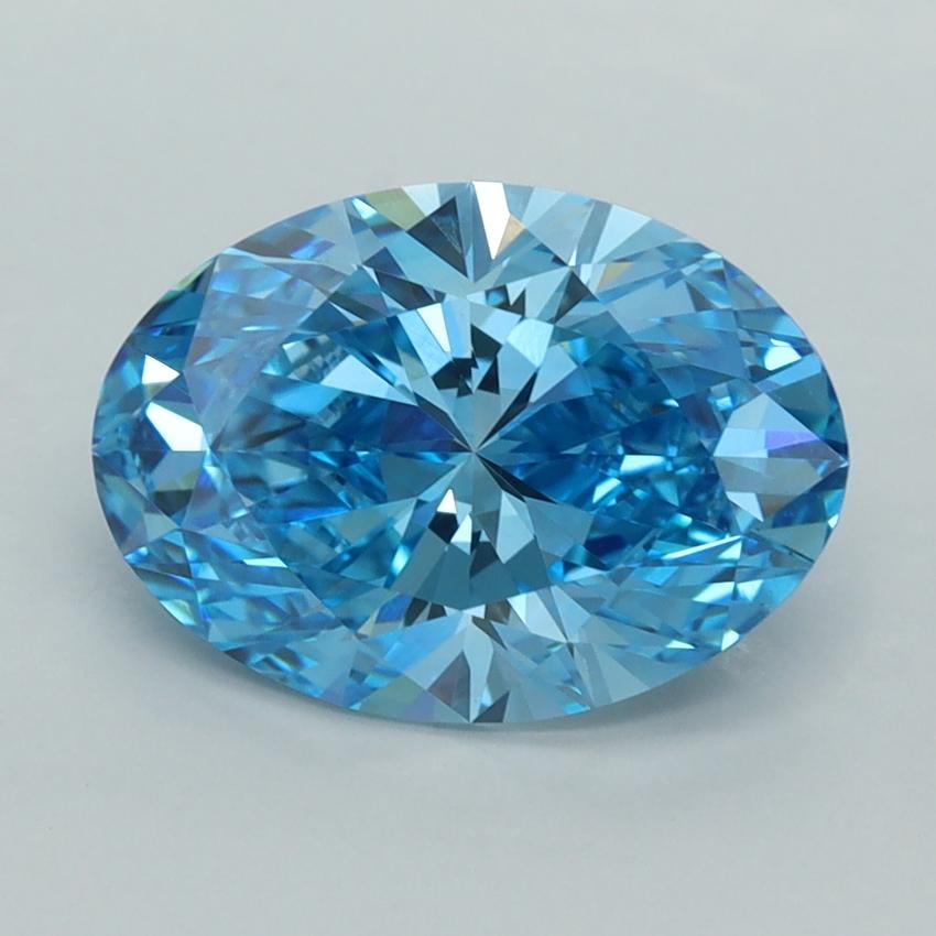 3.07 Ct. Fancy Vivid  Blue Oval Lab Grown Diamond