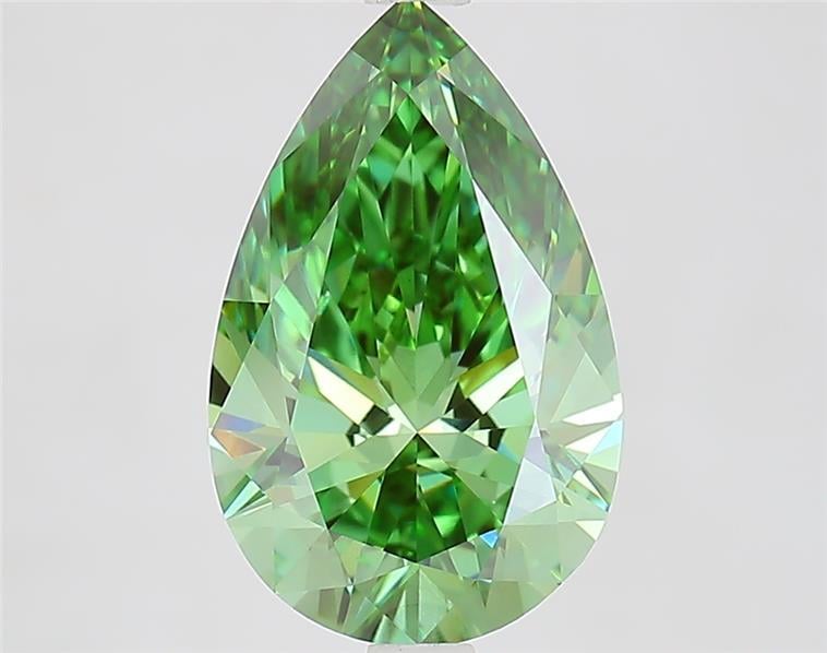 3.02 Ct. Fancy Vivid Green Pear Lab Grown Diamond