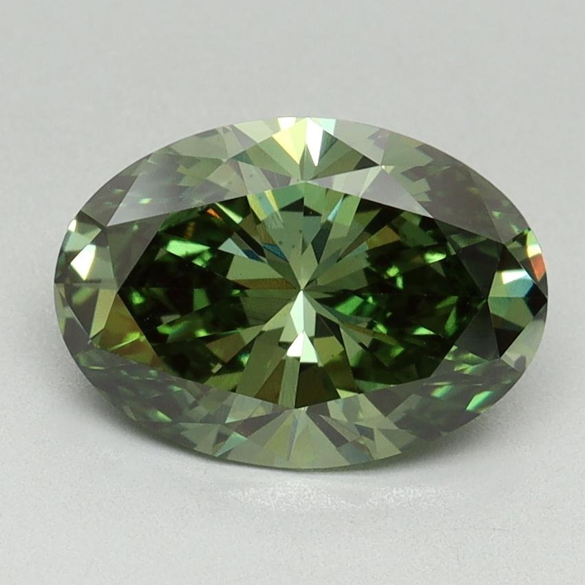2.12 Ct. Fancy Vivid Green Oval Lab Grown Diamond