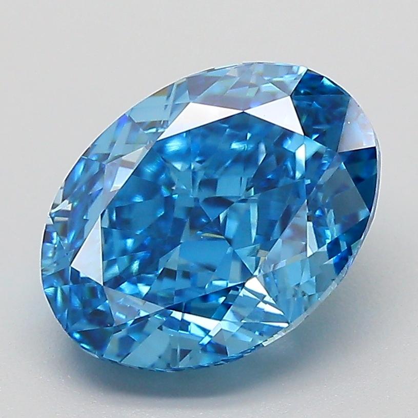 3.05 Ct. Fancy Vivid  Blue Oval Lab Grown Diamond