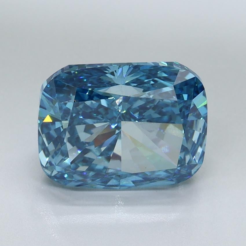 3.08 Ct. Fancy Vivid Malibu Blue Cushion Lab Grown Diamond