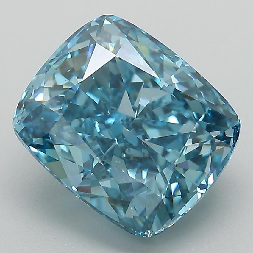 4.20 Ct. Fancy Vivid Blue Cushion Lab Grown Diamond