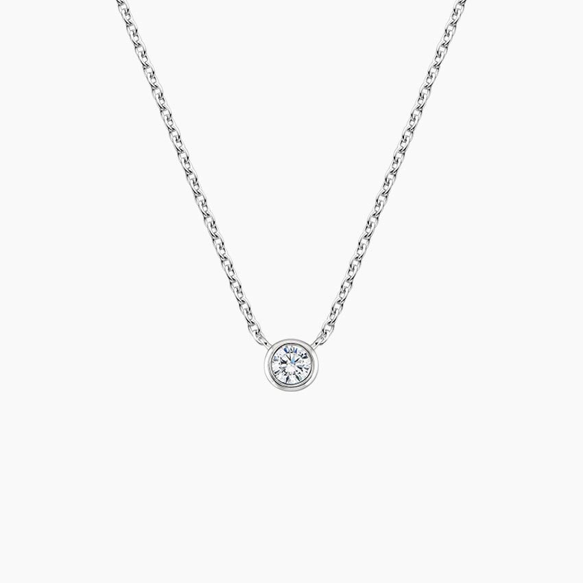 14K White Gold Lab Diamond Bezel Solitaire Pendant (1/10 ct. tw.)