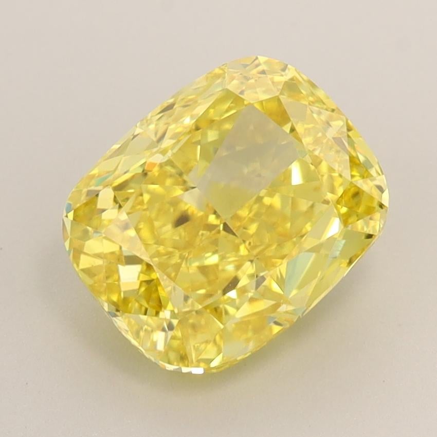 3.04 Ct. Fancy Vivid  Yellow Cushion Lab Grown Diamond