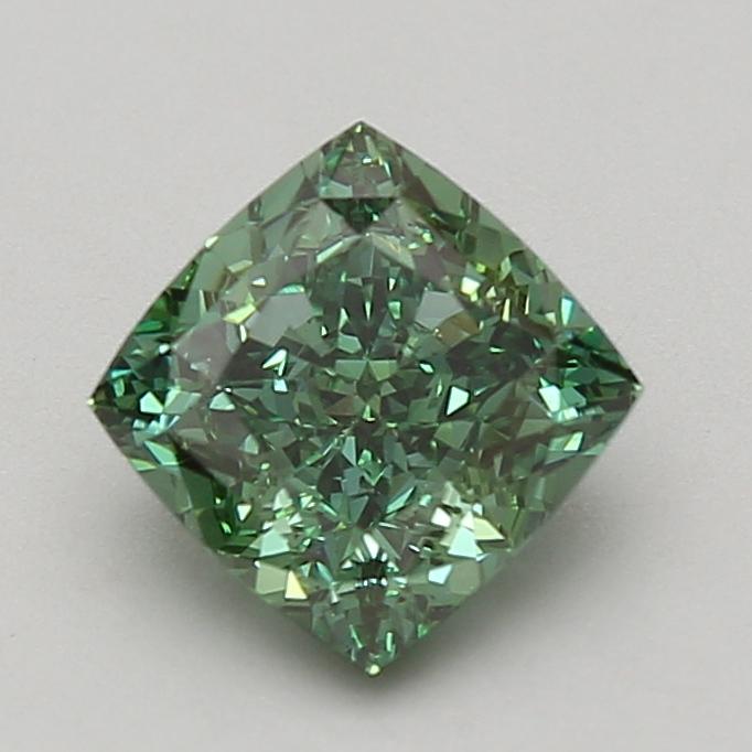 2.05 Ct. Fancy Vivid Green Cushion Lab Grown Diamond