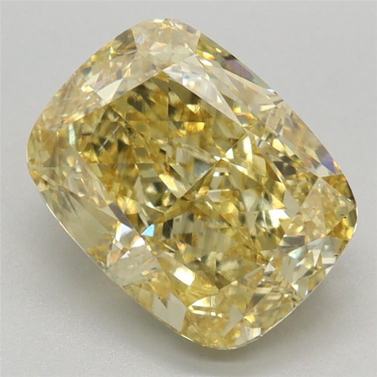 2.79 Ct. Fancy Vivid Yellow Cushion Lab Grown Diamond