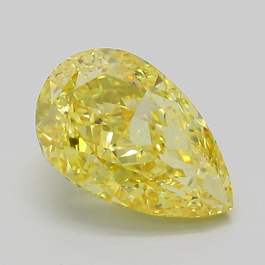4.31 Ct. Fancy Vivid Yellow Pear Lab Grown Diamond