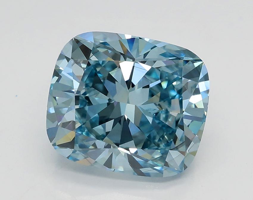 3.02 Ct. Fancy Vivid Blue Cushion Lab Grown Diamond