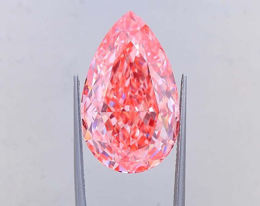 21.55 Ct. Fancy Vivid Pink Pear Lab Grown Diamond