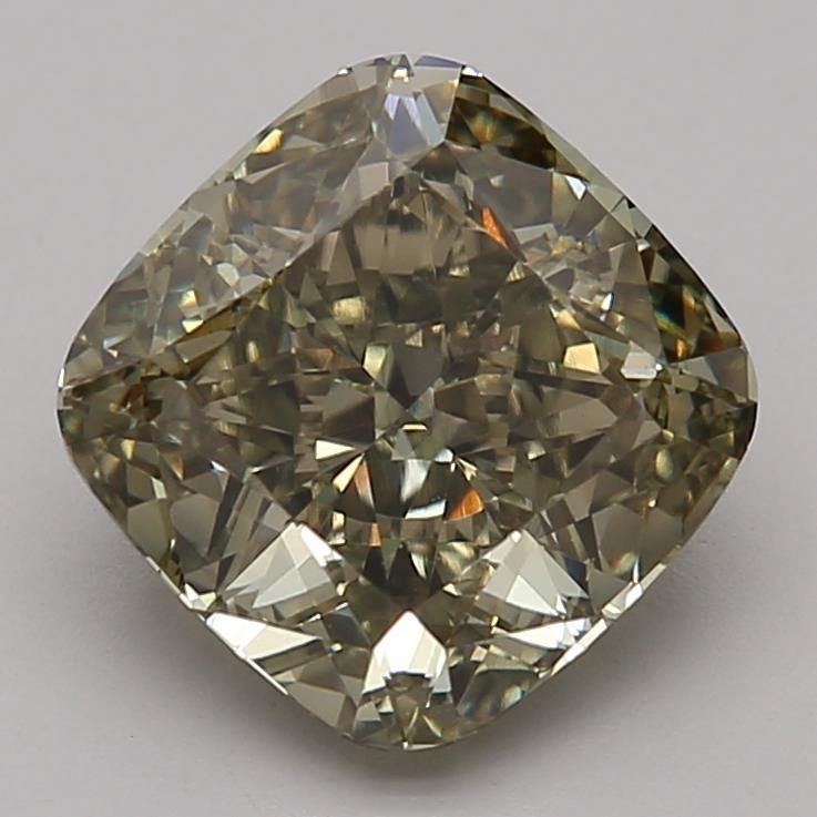 3.30 Ct. Fancy Intense Green Cushion Lab Grown Diamond