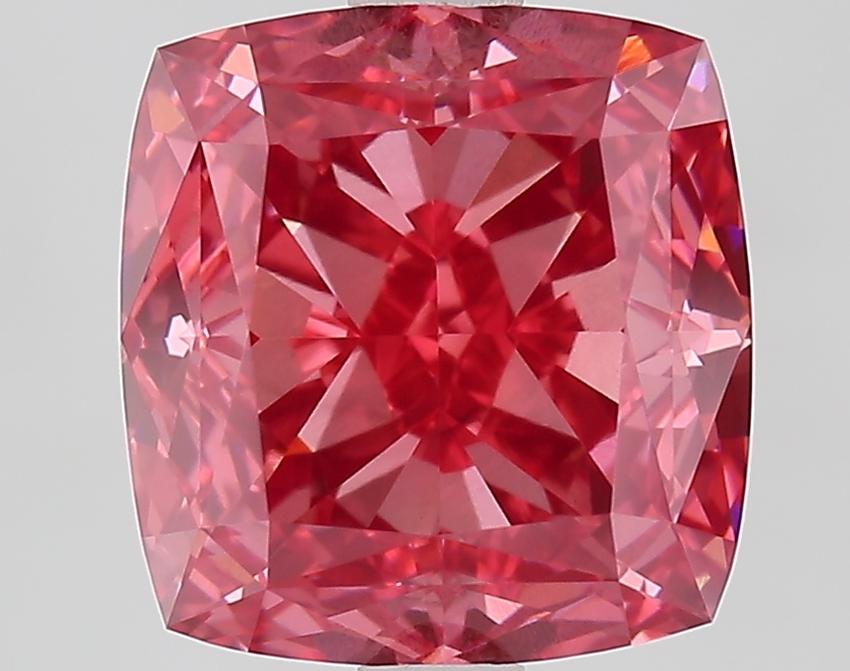 3.06 Ct. Fancy Vivid Pink Cushion Lab Grown Diamond