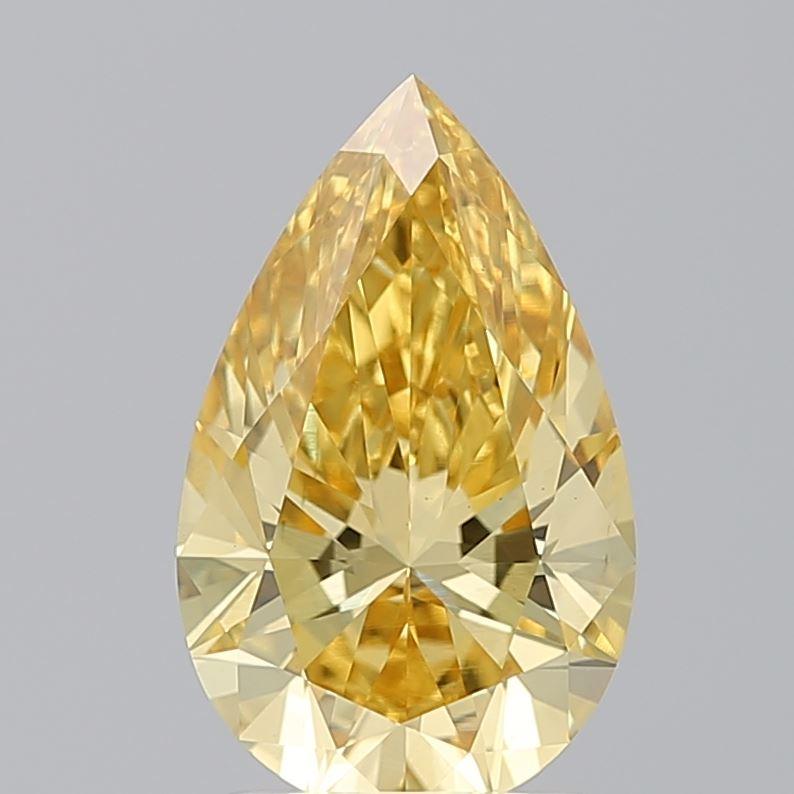 2.09 Ct. Fancy Vivid Yellow Pear Lab Grown Diamond