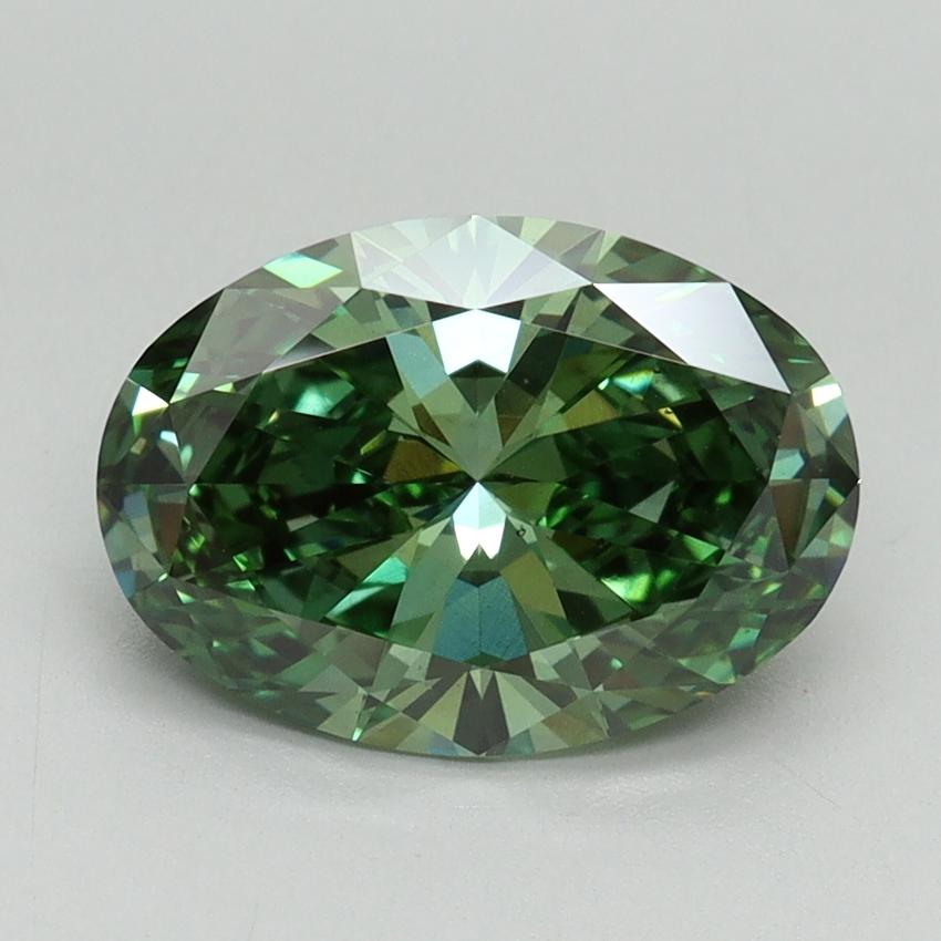 2.18 Ct. Fancy Vivid Green Oval Lab Grown Diamond