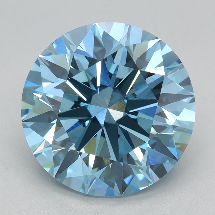 3.03 Ct. Fancy Vivid Blue Round Lab Grown Diamond