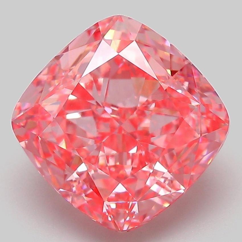 5.29 Ct. Fancy Vivid Pink Cushion Lab Grown Diamond