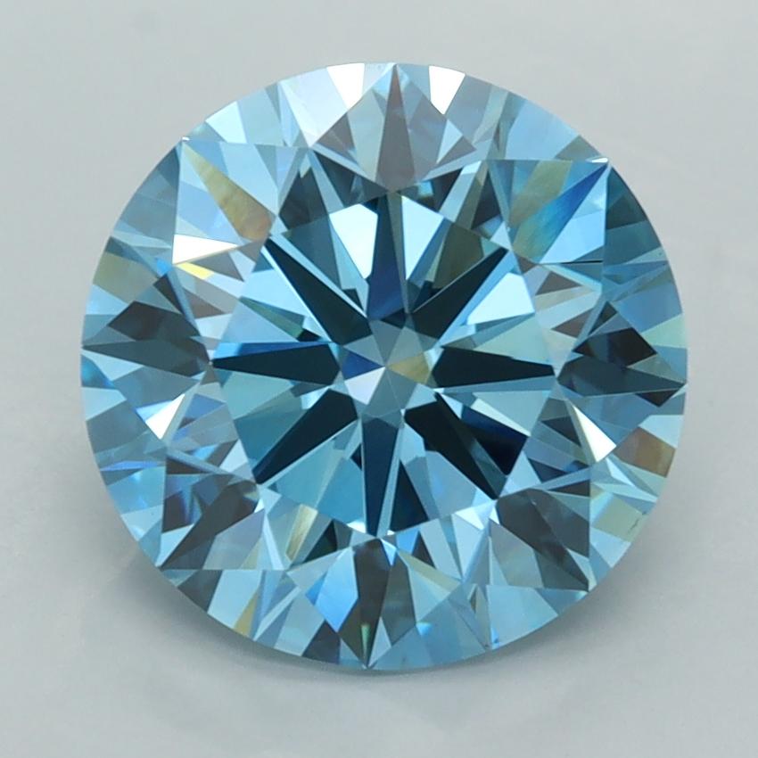 4.06 Ct. Fancy Vivid  Blue Round Lab Grown Diamond