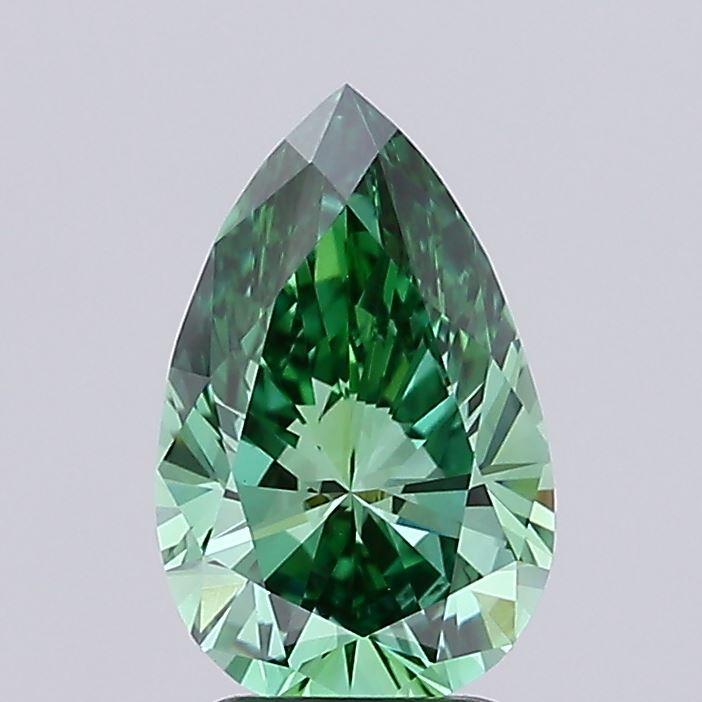 1.74 Ct. Fancy Vivid Green Pear Lab Grown Diamond