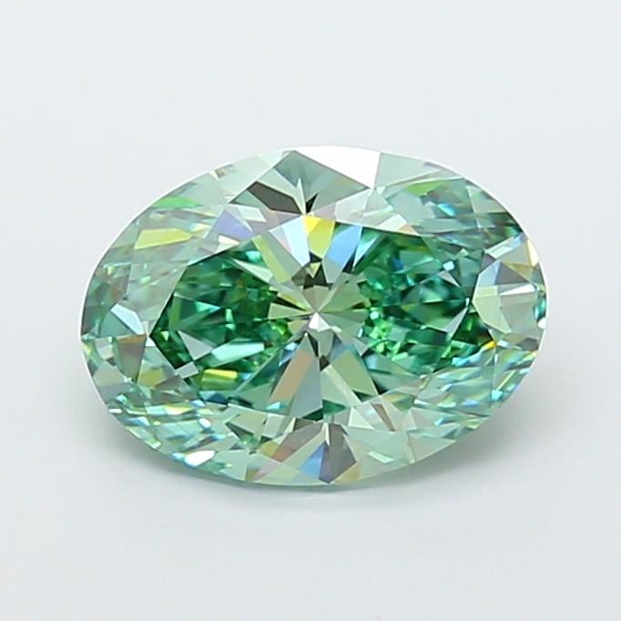 5.02 Ct. Fancy Vivid Green Oval Lab Grown Diamond