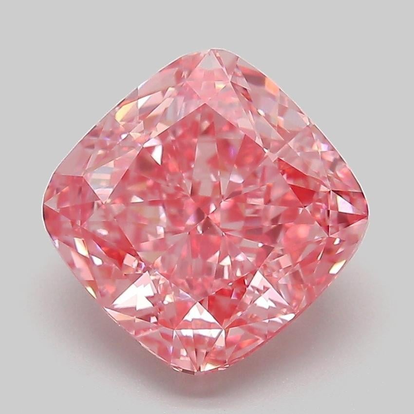 4.06 Ct. Fancy Vivid Pink Cushion Lab Grown Diamond