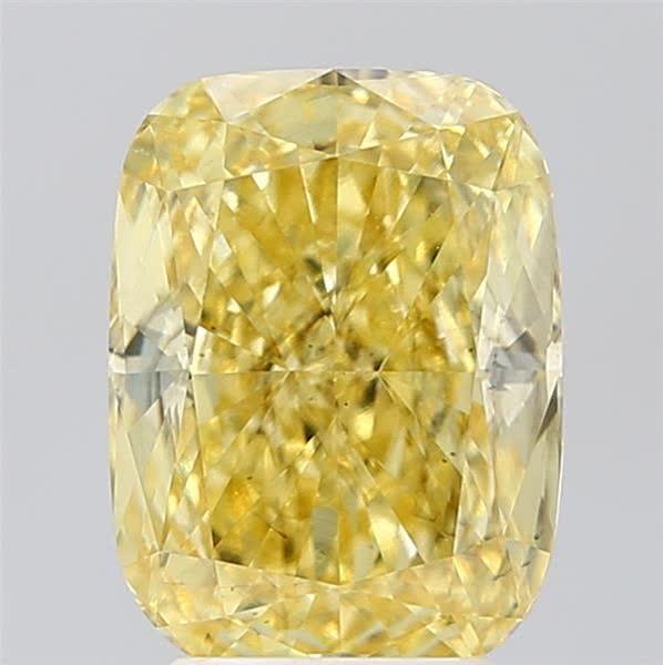 4.09 Ct. Fancy Intense Yellow Cushion Lab Grown Diamond