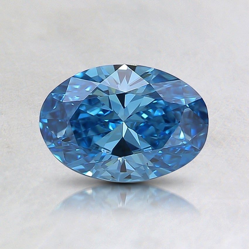 0.60 Ct. Fancy Intense Greenish Blue Oval Lab Grown Diamond