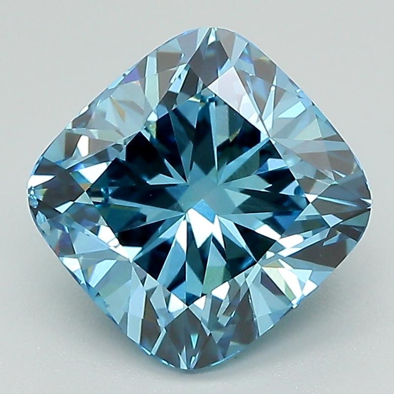 3.03 Ct. Fancy Vivid Blue Cushion Lab Grown Diamond