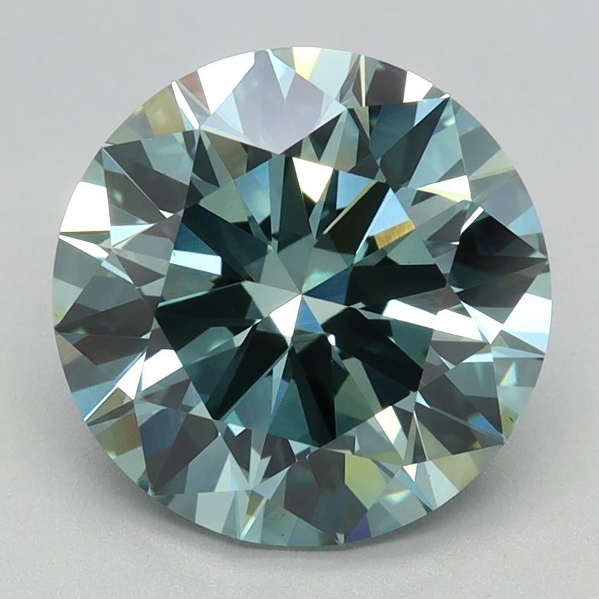 3.13 Ct. Fancy Vivid Green Round Lab Grown Diamond