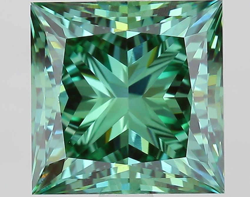 3.09 Ct. Fancy Vivid Green Princess Lab Grown Diamond