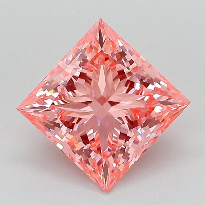 2.10 Ct. Fancy Vivid Pink Princess Lab Grown Diamond