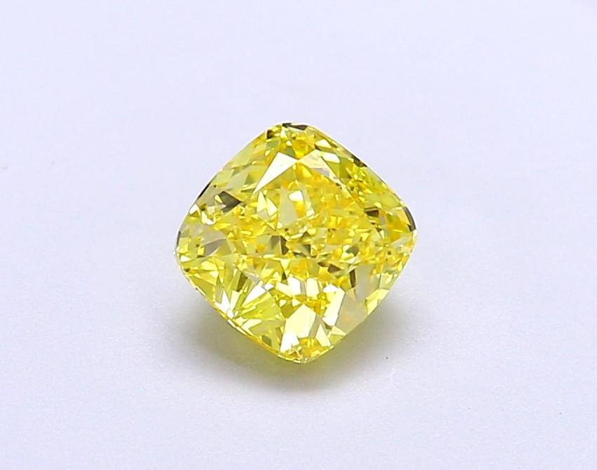 1.06 Ct. Fancy Vivid Yellow Cushion Lab Grown Diamond