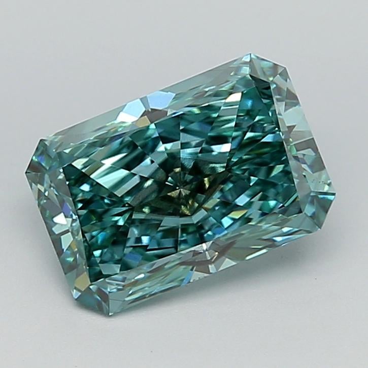 3.01 Ct. Fancy Vivid Bluish Green Radiant Lab Grown Diamond