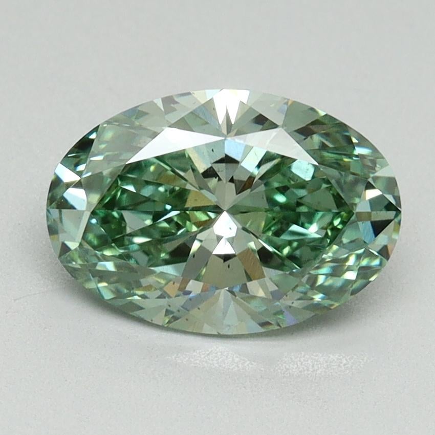1.65 Ct. Fancy Vivid Green Oval Lab Grown Diamond