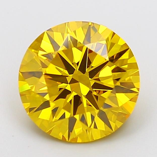 3.71 Ct. Fancy Vivid  Yellow Round Lab Grown Diamond