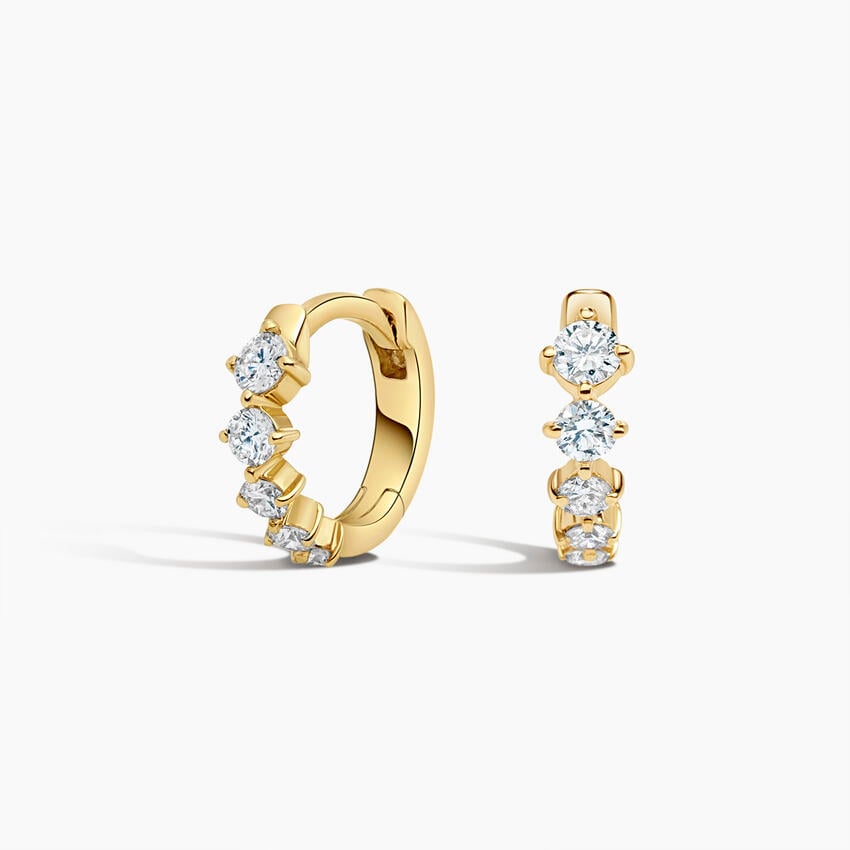 14K Yellow Gold Matilda Diamond Huggie Hoop Earrings (1/4 ct. tw.)