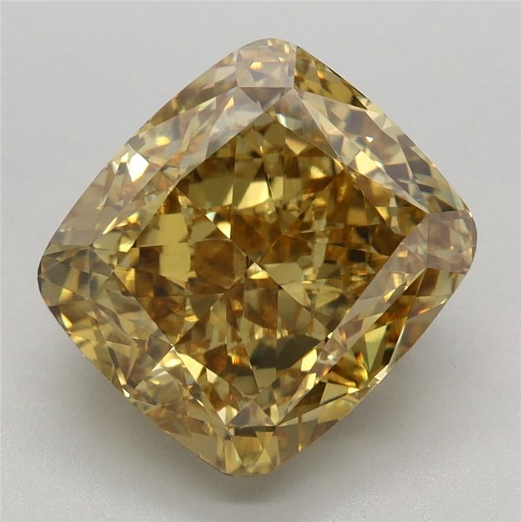 4.03 Ct. Fancy Vivid Greyish Yellow Cushion Lab Grown Diamond