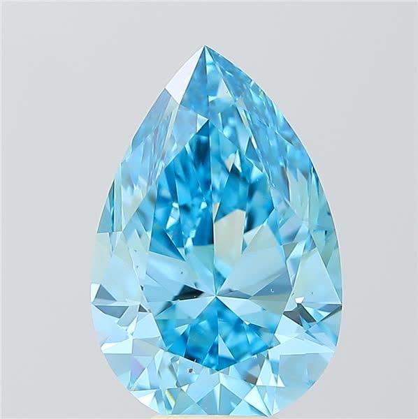 7.01 Ct. Fancy Vivid Blue Pear Lab Grown Diamond