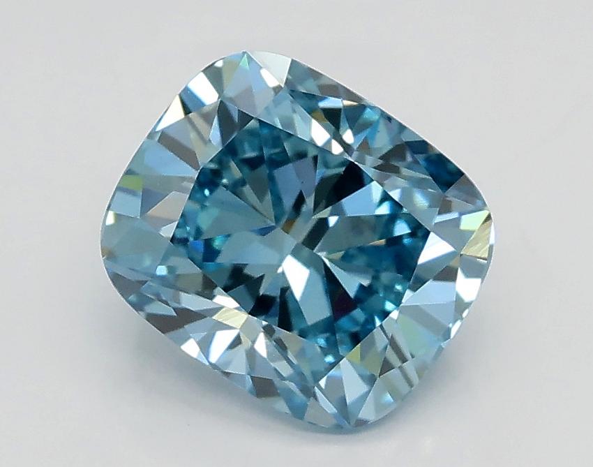 1.51 Ct. Fancy Vivid Blue Cushion Lab Grown Diamond