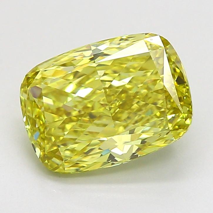 2.55 Ct. Fancy Intense  Yellow Cushion Lab Grown Diamond