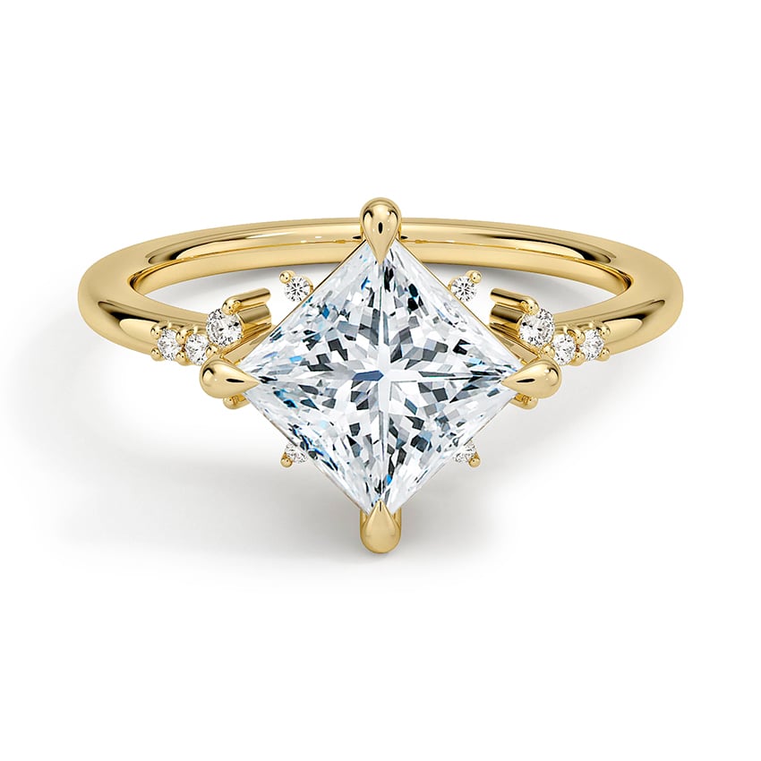 Custom Compass-Set Princess Diamond Ring