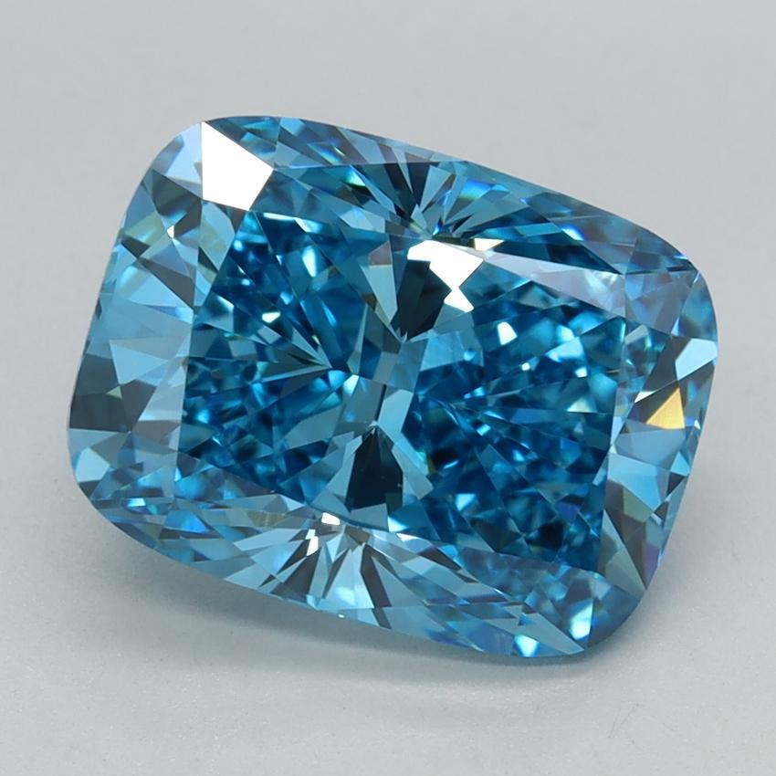 3.02 Ct. Fancy Vivid Blue Cushion Lab Grown Diamond