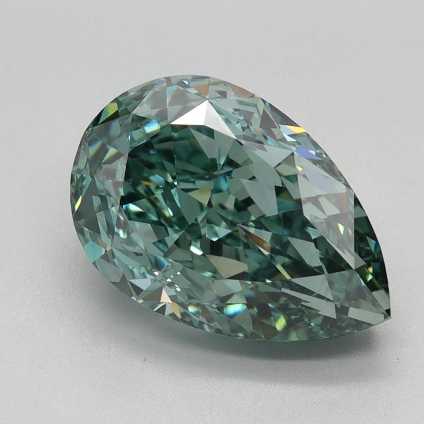 2.59 Ct. Fancy Vivid Bluish Green Pear Lab Grown Diamond