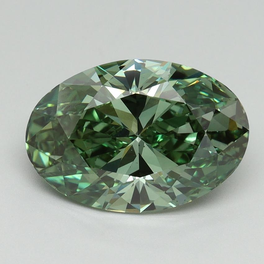 3.11 Ct. Fancy Vivid Green Oval Lab Grown Diamond