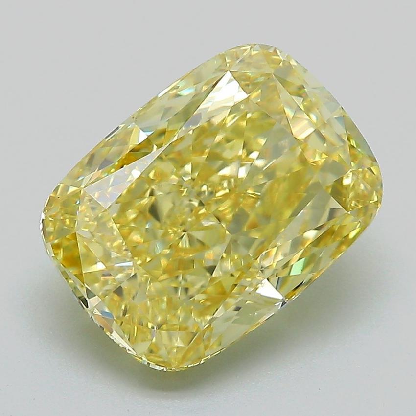 5.09 Ct. Fancy Vivid Yellow Cushion Lab Grown Diamond
