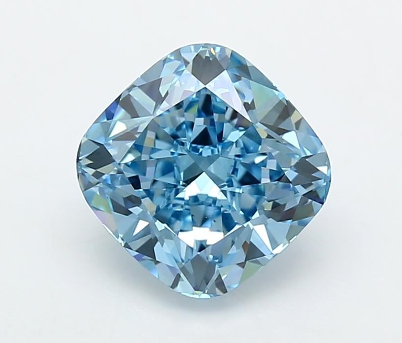 3.24 Ct. Fancy Vivid  Blue Cushion Lab Grown Diamond