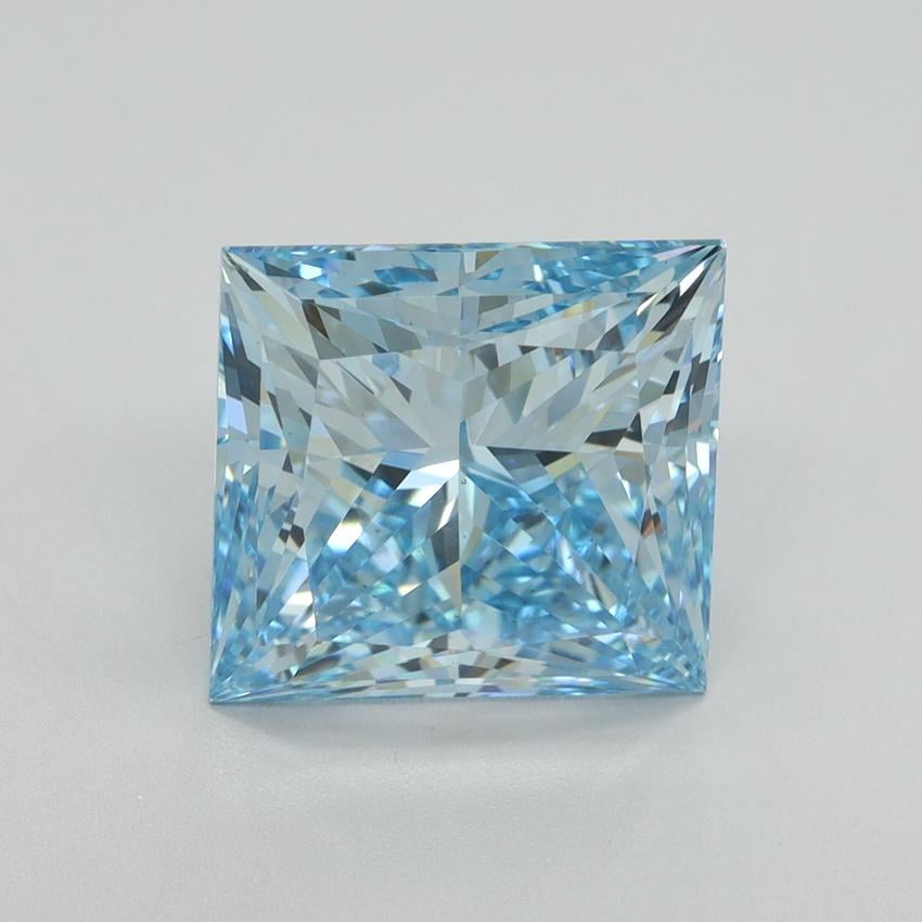 5.08 Ct. Fancy Vivid Blue Princess Lab Grown Diamond