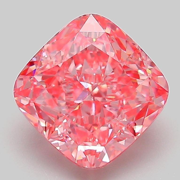 3.10 Ct. Fancy Vivid Pink Cushion Lab Grown Diamond