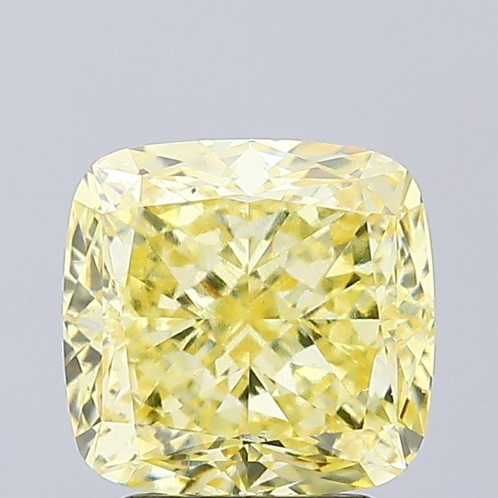 3.04 Ct. Fancy Intense Yellow Cushion Lab Grown Diamond