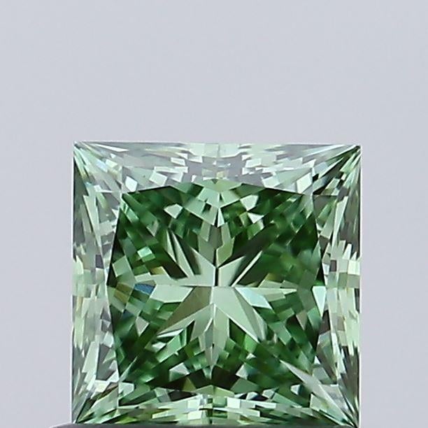 0.73 Ct. Fancy Vivid Green Princess Lab Grown Diamond