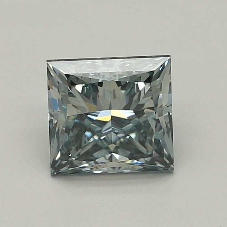 1.81 Ct. Fancy Intense Green Blue Princess Lab Grown Diamond
